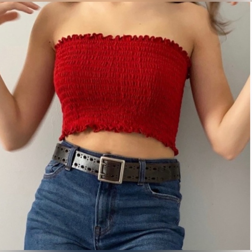 EUC Brandy Melville Red Smocked Tube Top - Size OS